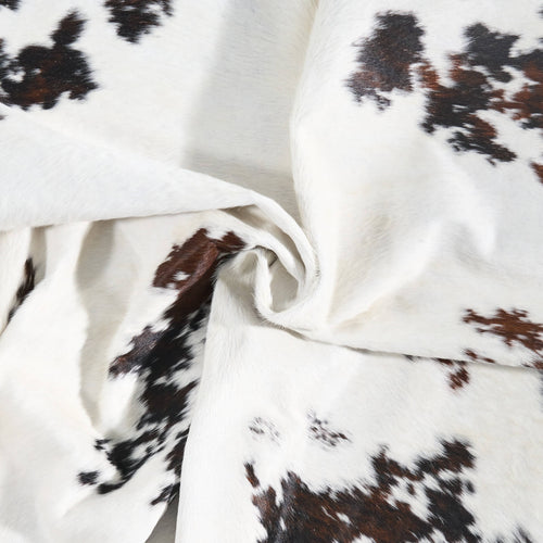 Vintage White Tricolor Cowhide Rug Size 7'10" L x 7'1" W 9702