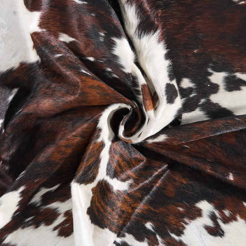 Vintage Tricolor Cowhide Rug Size 7'5" L x 6'10" W 9704