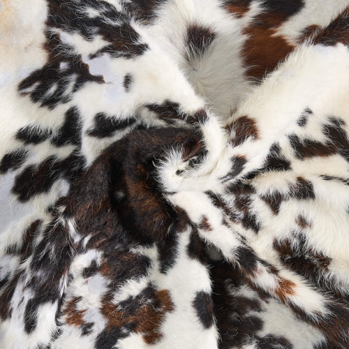 Vintage White Tricolor Cowhide Rug Size 6'6" L x 6'5" W 9705