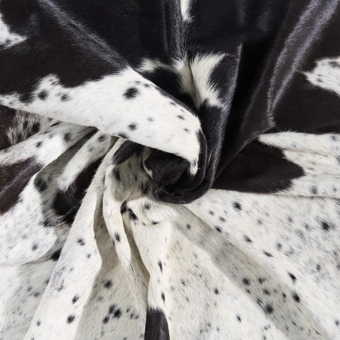 Vintage Chocolate and White Cowhide Rug Size 7'7" L x 6'8" W 9707