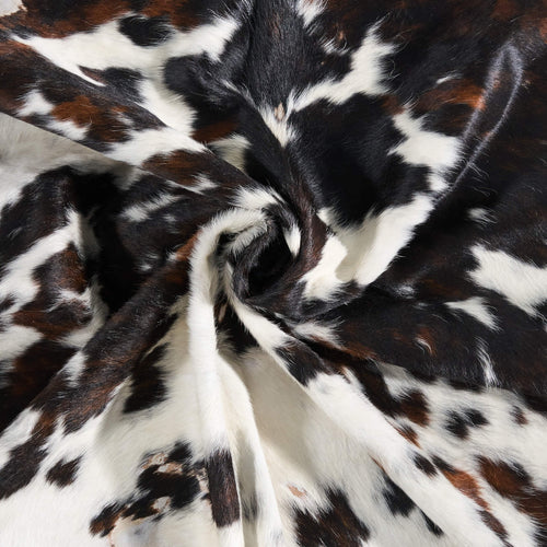 Vintage White Tricolor Cowhide Rug Size 6'10" L x 5'11" W 9712