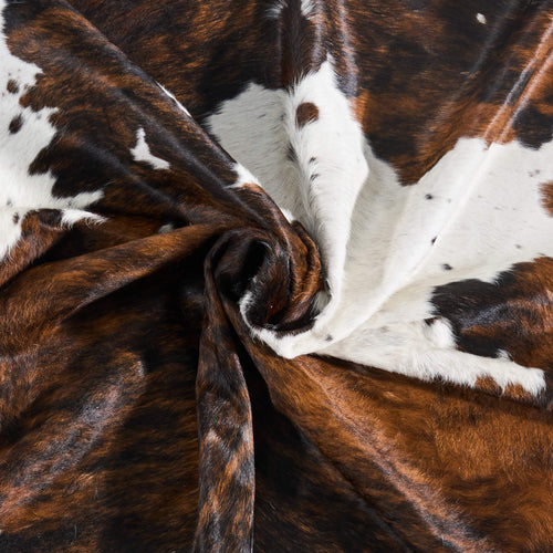 Vintage Tricolor Cowhide Rug Size 7'9" L x 6'6" W 9714