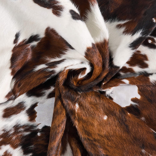 Vintage White Tricolor Cowhide Rug Size 7'5" L x 6'5" W 9715