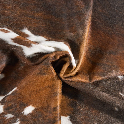Vintage Tricolor Cowhide Rug Size 6'8" L x 5'11" W 9721
