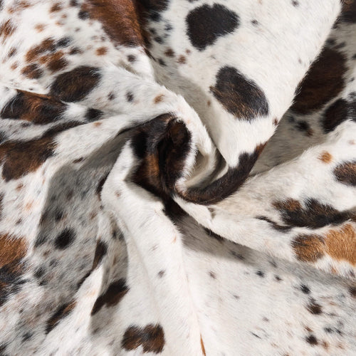 Vintage White Tricolor Cowhide Rug Size 7'4" L x 6'9" W 9730