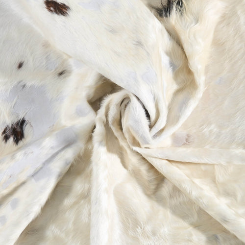 Vintage White Tricolor Cowhide Rug Size 8'1" L x 6'9" W 9735