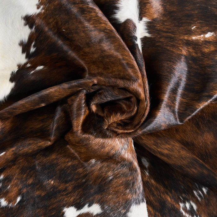 Vintage Brindle White Belly Cowhide Rug Size 7'6" L x 7'0" W 9737