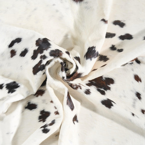Vintage White Tricolor Cowhide Rug Size 7'2" L x 6'10" W 9739