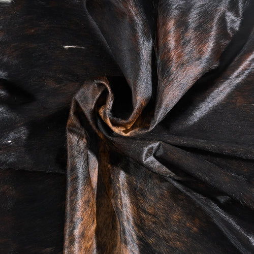 Vintage Tricolor Brindle Mix Cowhide Rug Size 7'11" L x 6'11" W 9740