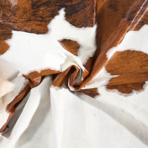 Vintage White Tricolor Cowhide Rug Size 7'10" L x 6'11" W 9756