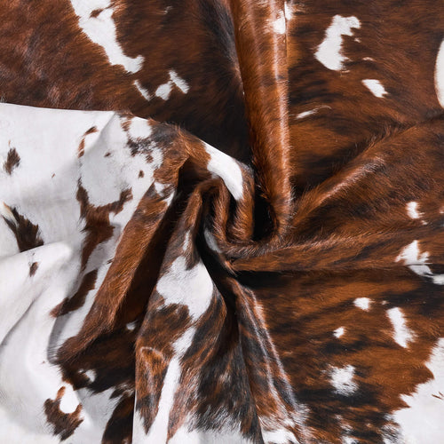 Vintage Tricolor Brindle Mix Cowhide Rug Size 6'8" L x 5'11" W 9761