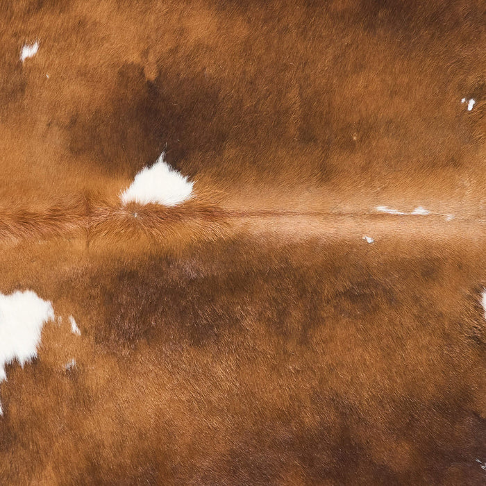 Vintage Chocolate and White Cowhide Rug Size 6'11" L x 6'1" W 9763