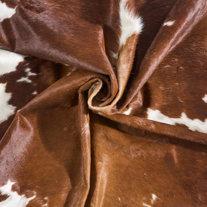 Vintage Brown and White Cowhide Rug Size 7'2" L x 6'11" W 9775
