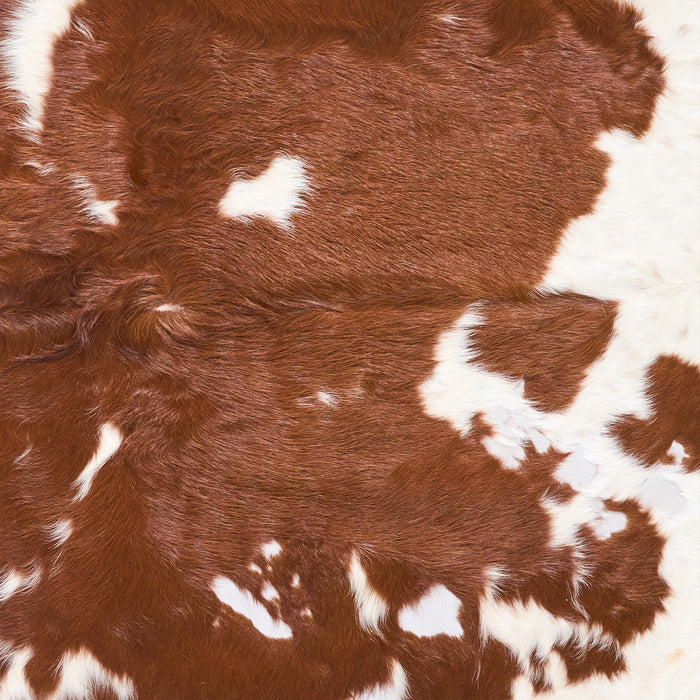 Vintage Brown and White Cowhide Rug Size 6'7" L x 6'5" W 9782