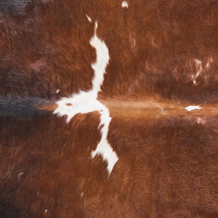 Vintage Chocolate and White Cowhide Rug Size 8'11" L x 6'10" W 9797