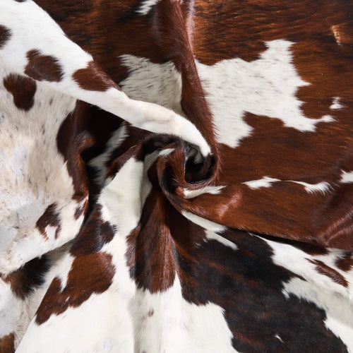 Vintage Tricolor Cowhide Rug Size 7'5" L x 6'7" W 9801