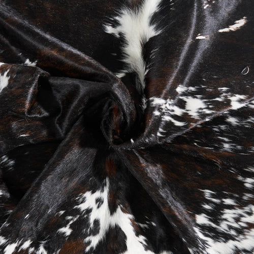 Vintage Dark Tricolor Cowhide Rug Size 7'11" L x 7'4" W 9803