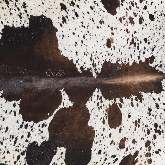Vintage Chocolate and White Cowhide Rug Size 6'4" L x 7'0" W 9809