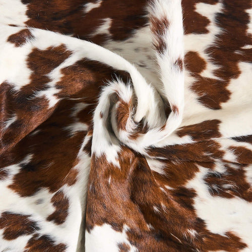 Vintage White Tricolor Cowhide Rug Size 6'8" L x 6'5" W 9812