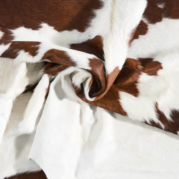 Vintage Brown and White Cowhide Rug Size 5'8" L x 6'0" W 9815
