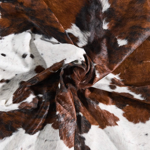 Vintage Tricolor Cowhide Rug Size 7'8" L x 7'5" W 9817