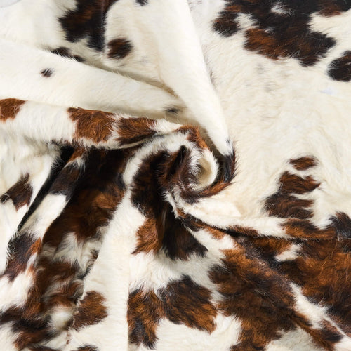 Vintage White Tricolor Cowhide Rug Size 7'3" L x 6'10" W 9829