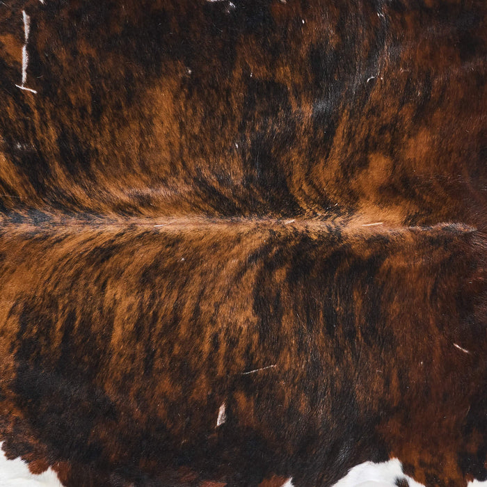 Vintage Brindle White Belly Cowhide Rug Size 7'3" L x 6'9" W 9837