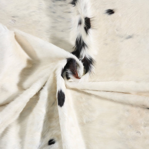 Vintage White Tricolor Cowhide Rug Size 7'5" L x 6'11" W 9839