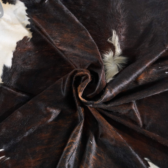 Vintage Brindle White Belly and Backbone Cowhide Rug Size 8'6" L x 7'4" W 9843