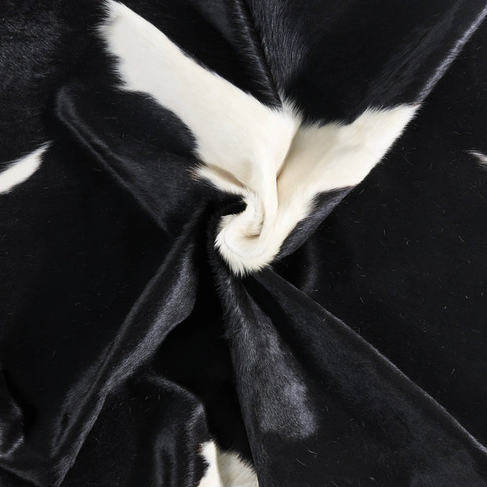 Vintage Black and White Cowhide Rug Size 7'1" L x 6'9" W 9853