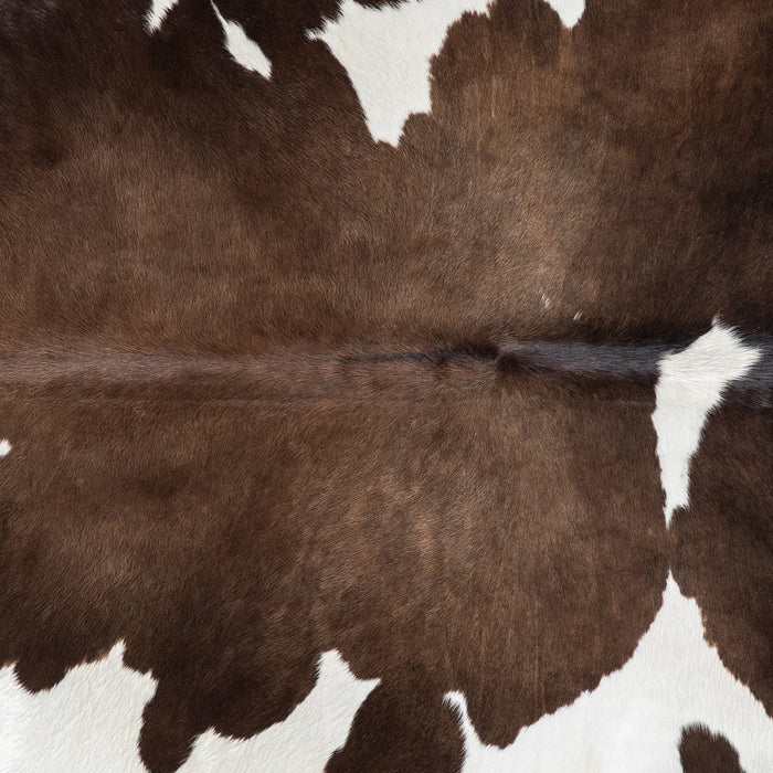 Brazilian Chocolate and White Cowhide Rug Size 7'7" L x 6'11" W 9921