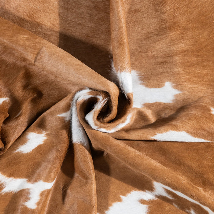 Brazilian Brown and White Cowhide Rug Size 7'8" L x 7'1" W 9934