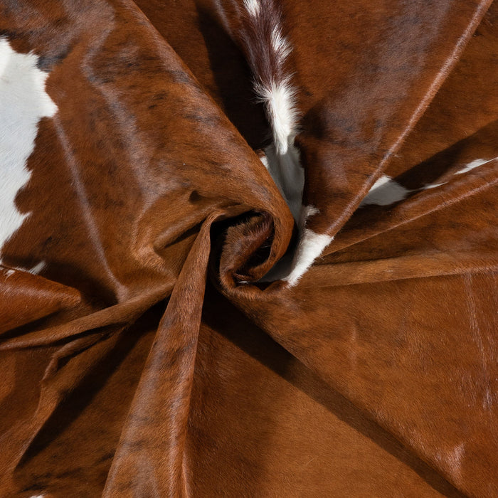 Brazilian Tricolor Brindle Mix Cowhide Rug Size 8'1" L x 6'11" W 9935