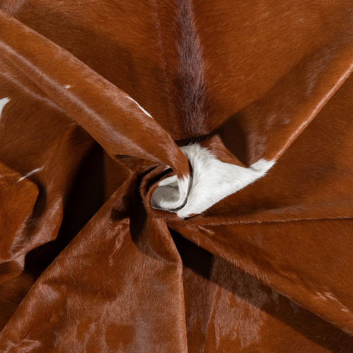 Brazilian Brown and White Cowhide Rug Size 7'2" L x 6'10" W 9939