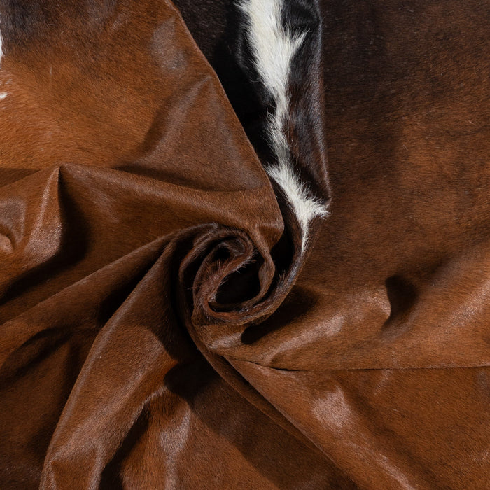 Brazilian Chocolate and White Cowhide Rug Size 8'2" L x 7'5" W 9955