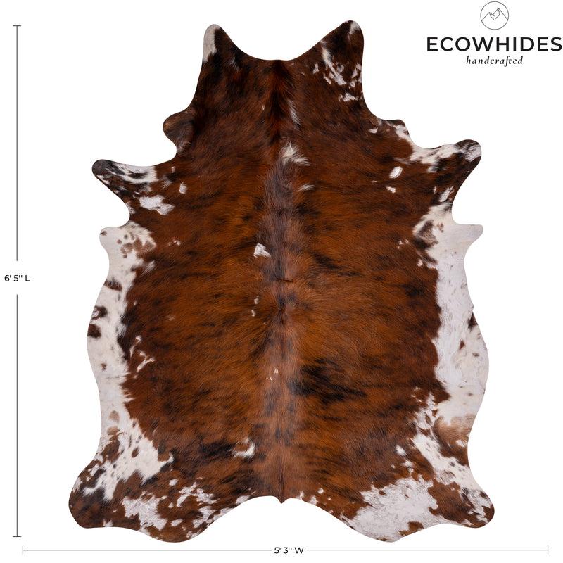 Vintage Tricolor Cowhide Rug Size 6'5' L X 5'3'' W 4747  | eCowhides