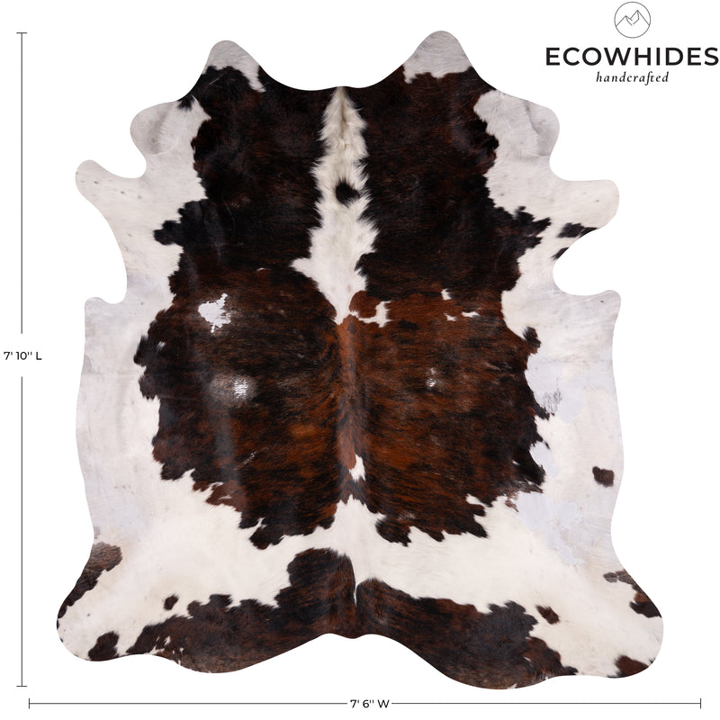 Vintage Tricolor Cowhide Rug Size 7'10'' L X 7'6'' W 4758  | eCowhides
