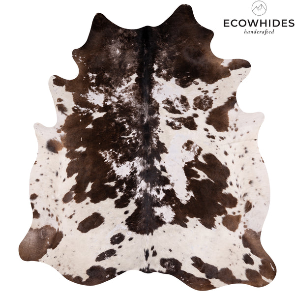 Vintage Chocolate And White Cowhide Rug Size 7'2'' L X 6'6'' W 4766  | eCowhides