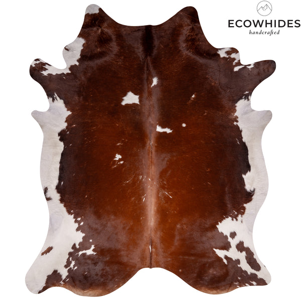 Vintage Brown And White Cowhide Rug Size 8'2'' L X 6'7'' W 4805  | eCowhides