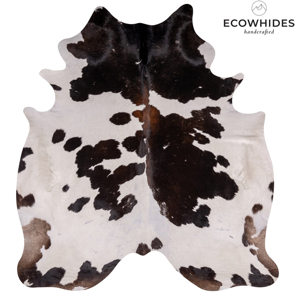 Vintage Chocolate And White Cowhide Rug Size 7'5'' L X 6'8'' W 4811  | eCowhides