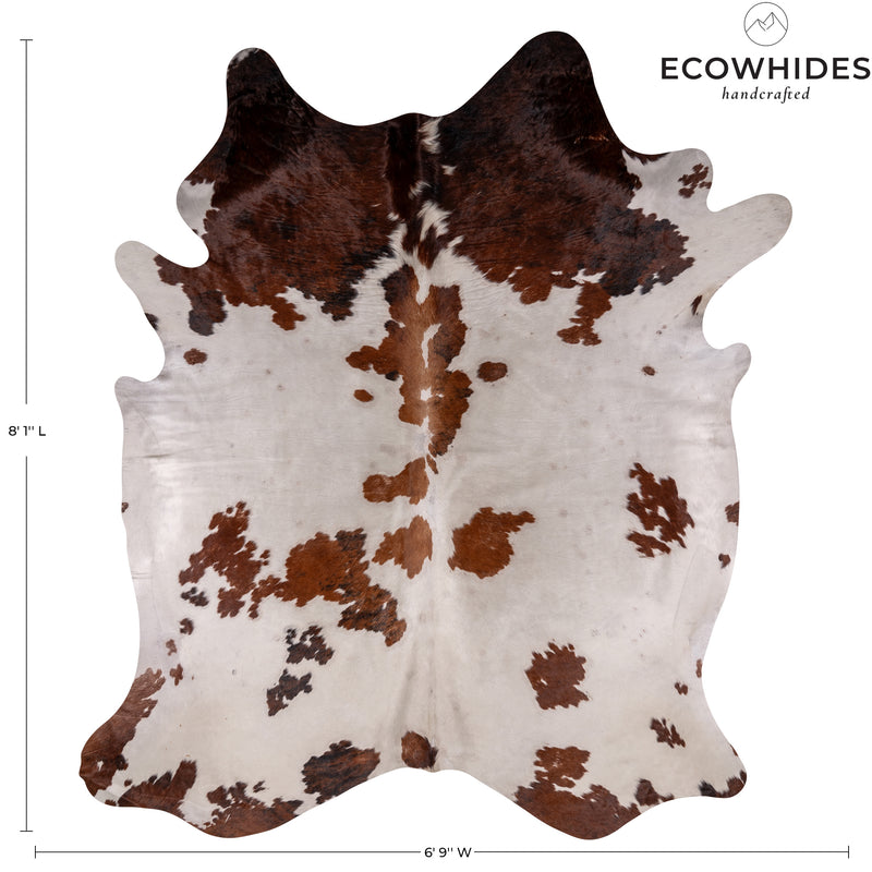 Vintage Tricolor Cowhide Rug Size 8'1'' L X 6'9'' W 4877  | eCowhides