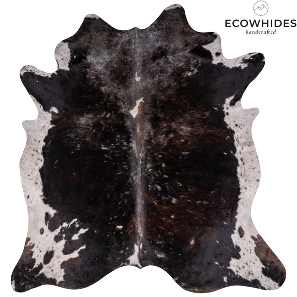 Vintage Chocolate And White Cowhide Rug Size 7'6'' L X 7'4'' W 4878  | eCowhides