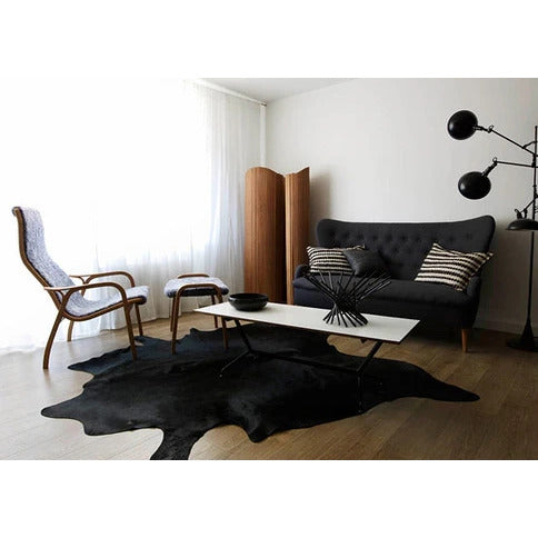 Black Natural Cowhide Rug , Natural Suede Leather | eCowhides