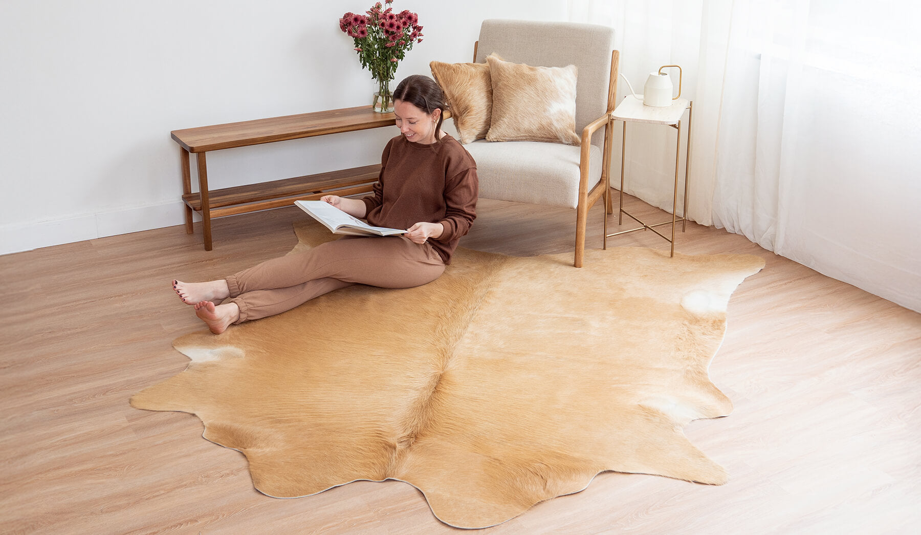 Beige Cowhide Rug Collection