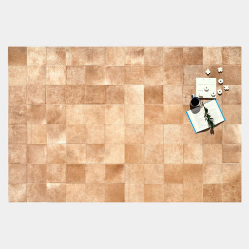 Rhodes Champagne Cowhide Area Rug, Natural Suede Leather | eCowhides