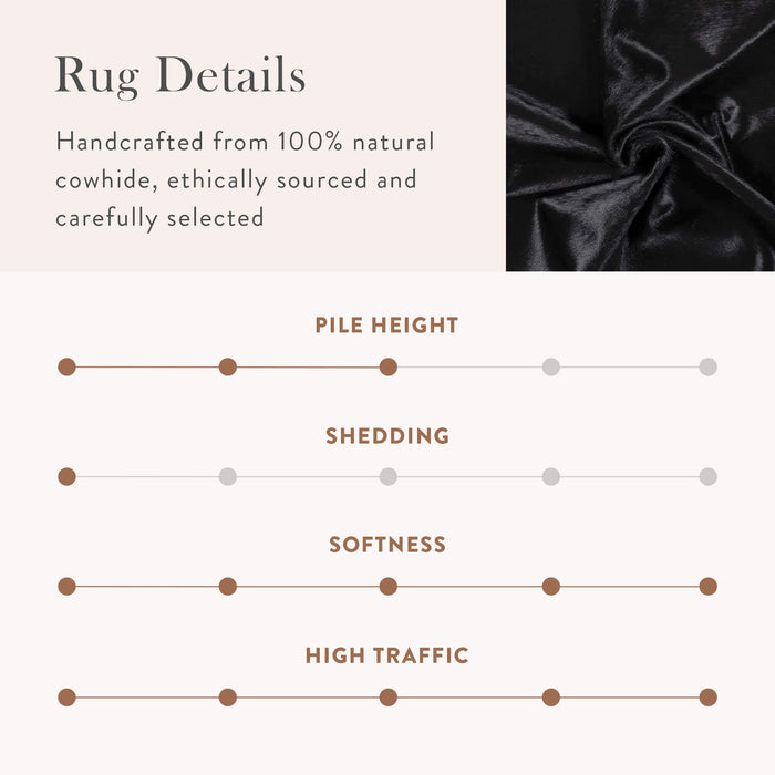 Brazilian Solid Black Cowhide Rug Size 7'2" L x 6'9" W 6748