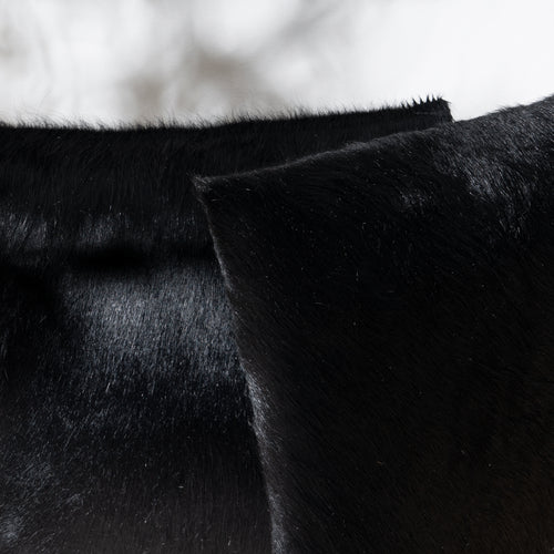 Solid Black Cowhide Pillow