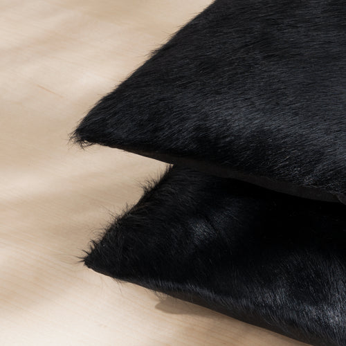 Solid Black Cowhide Pillow