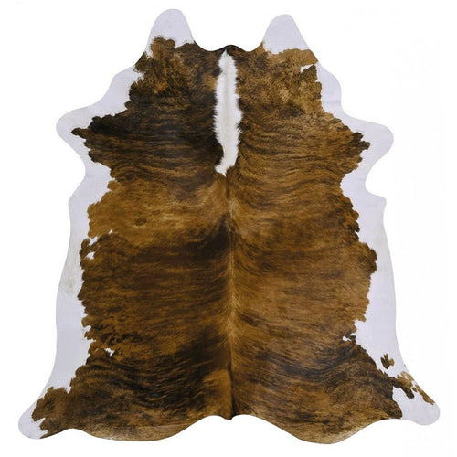 Brindle White Belly and Backbone Brazilian Cowhide Rug: XL