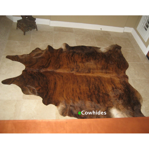 Brindle Cowhide Rug , Natural Suede Leather | eCowhides